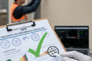 Un rapport de DPE avec un grand coche vert et la mention "VALIDITÉ : 10 ANS" clairement visible.